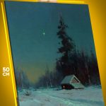 Картина на стену Пейзаж зимний дом 40x50