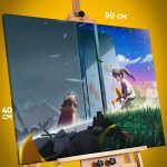 Картина на стену Судзумэ, закрывающая двери Аниме 40x50