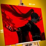 Картина на стену Девушка Аниме-арт демон самурай 40x50