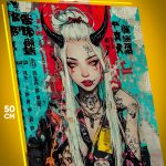 Картина на стену Девушка Аниме-арт демон Азия Япония 40x50