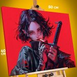 Картина на стену Девушка Аниме-арт самурай 40x50